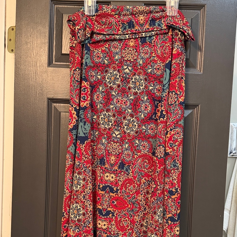 LuLaRoe Red and Blue Paisley Maxi Skirt